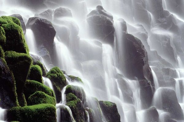 OR, Ramona Falls Waterfall cascades down a cliff